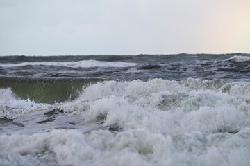 Rough Ocean Waves Under Cloudy Sky, Den Burg, Texel, Netherlands