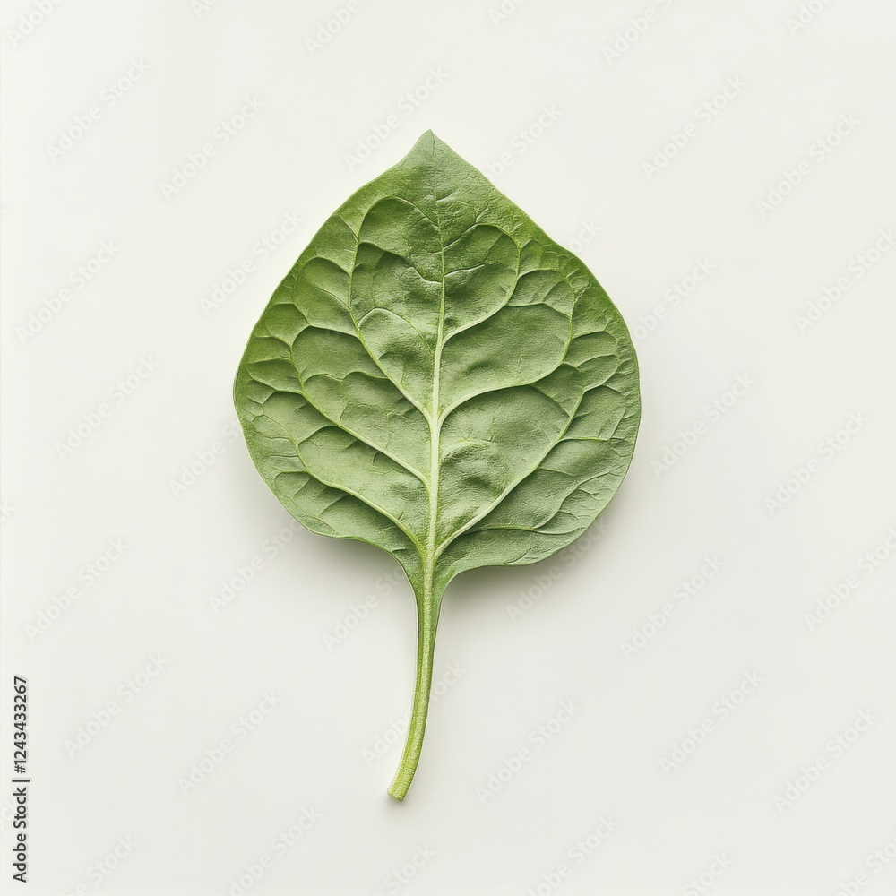 Poster fresh spinach leaf showcasing vibrant green color and delicate texture on a neutral background in na