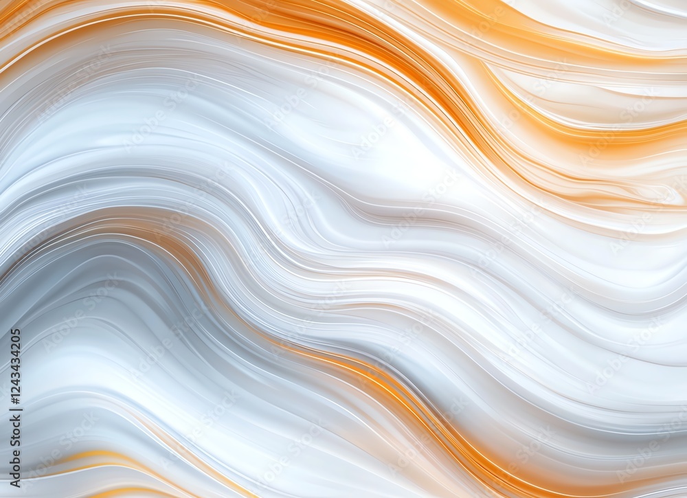Poster abstract wave pattern featuring smooth transitions of orange and white hues. ideal for backgrounds, 