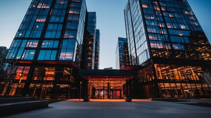 Modern office building entrance view