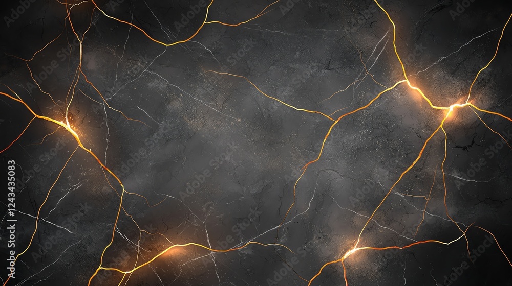 Poster an abstract background showcasing a dark texture with glowing golden veins. this unique design provi