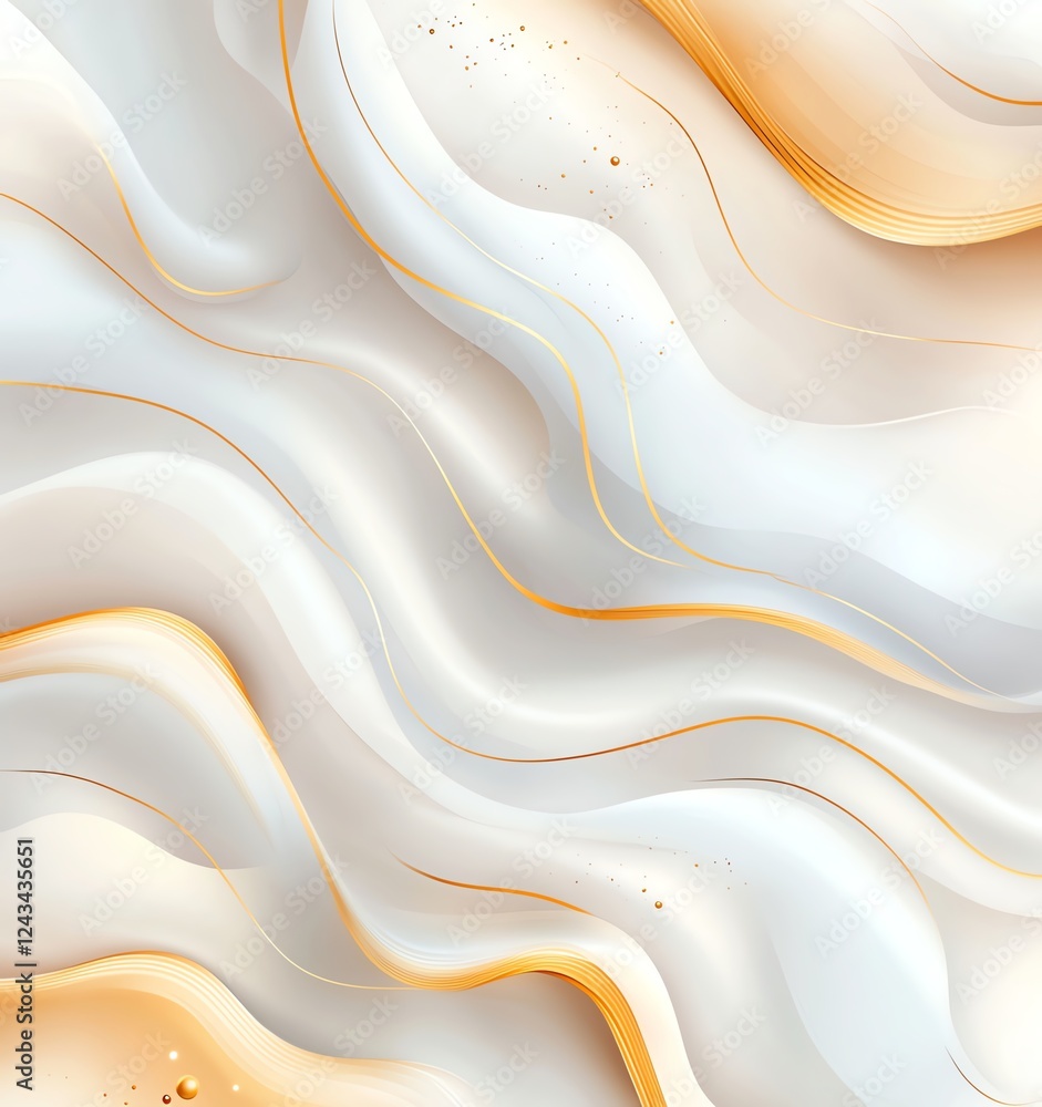 Poster an abstract design featuring flowing lines and curves in soft white and golden hues, perfect for bac