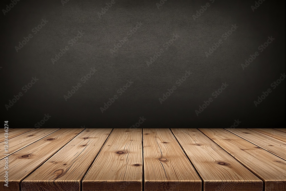 Poster empty wooden table with natural texture in front of dark textured background. perfect for product di