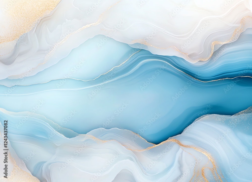 Aufkleber an abstract representation of flowing blue and white tones, capturing a serene and tranquil essence.