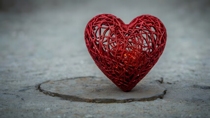 Fototapeta premium red heart on a wooden background, ai generated