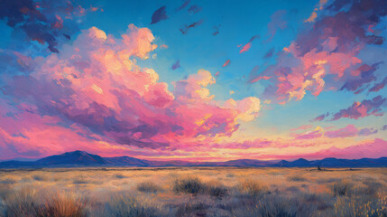 pink sunset over lake