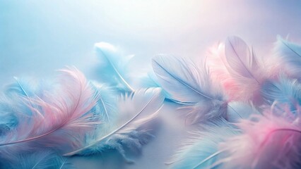 Obraz premium Soft Pastel Feathers A Dreamy Collection of Delicate, Airy, and Light Blue and Pink Plumage