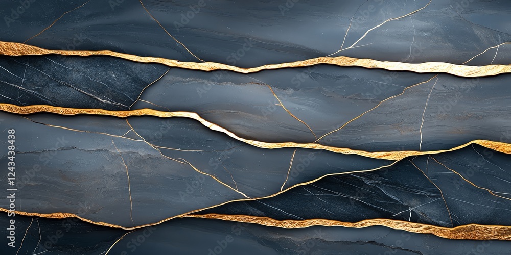 Poster an elegant abstract design featuring dark stone textures accented with smooth golden lines