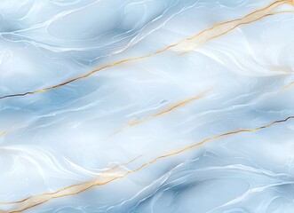 Obraz premium An elegant abstract background with soft blue and white swirls, accented by delicate gold lines, creating a calm and sophisticated visual effect for various design projects.