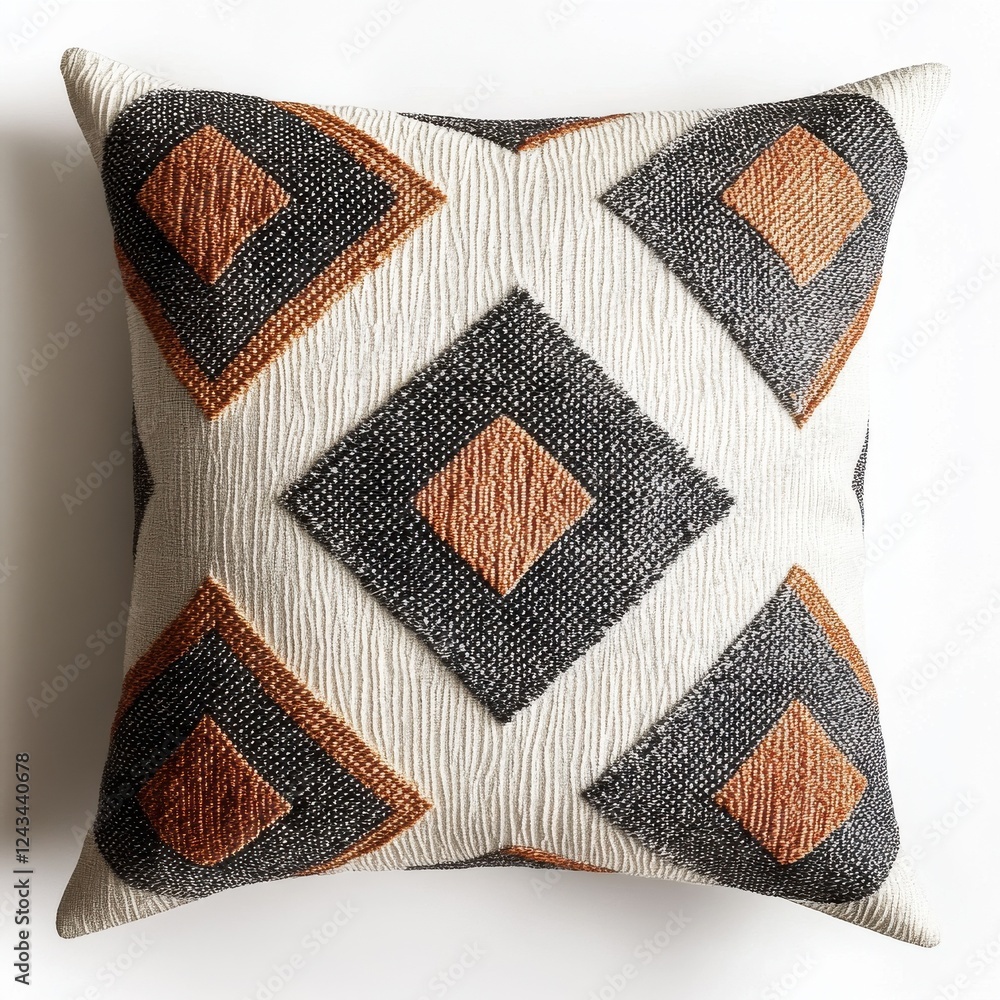 Aufkleber decorative pillow featuring a geometric pattern with interwoven textures in earthy tones suitable fo