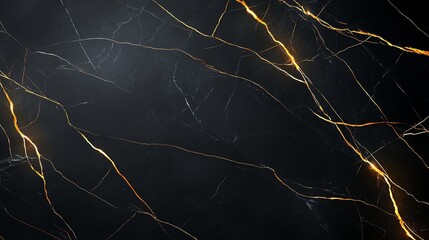 Close-up view of stunning black marble with golden veins, showcasing natural beauty and elegance. Perfect for background, wallpaper, or design projects requiring a touch of luxury.