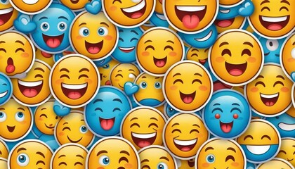 Cheerful and Vibrant Cartoon Style Emojis with Expressive Faces and Reactions