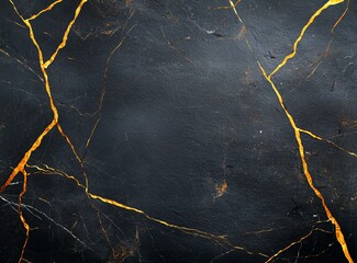 Elegant black marble background featuring striking gold veins, perfect for creating stylish designs or enhancing luxury branding with a touch of sophistication and modernity.