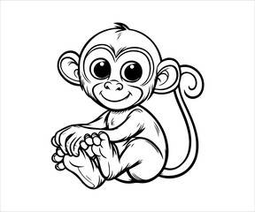 Monkey cartoon vector illustration. Isolated on a white background.