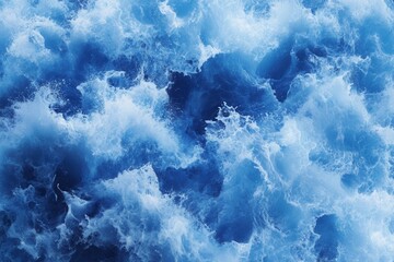 Turbulent Ocean Waves Under Bright Blue Sky at Midday