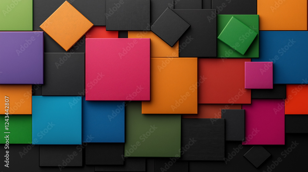 Aufkleber vibrant color palettes create a dynamic visual arrangement with contrasting shapes and hues