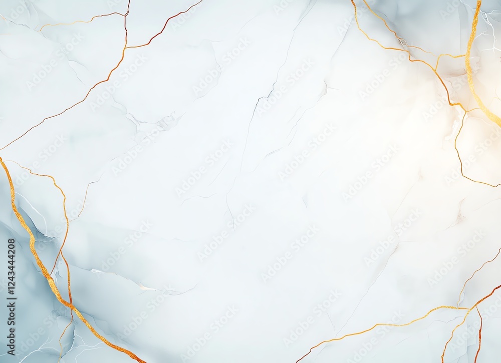Aufkleber this abstract background features a soft blue and white marbled texture with delicate golden veins, 