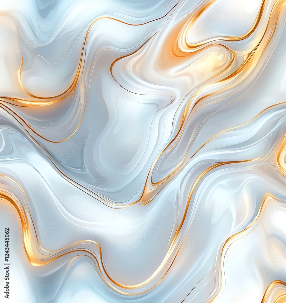 Aufkleber this image features a captivating abstract design of swirling blue and gold waves, creating a luxuri