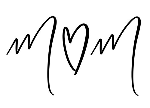 Mom brush lettering with heart