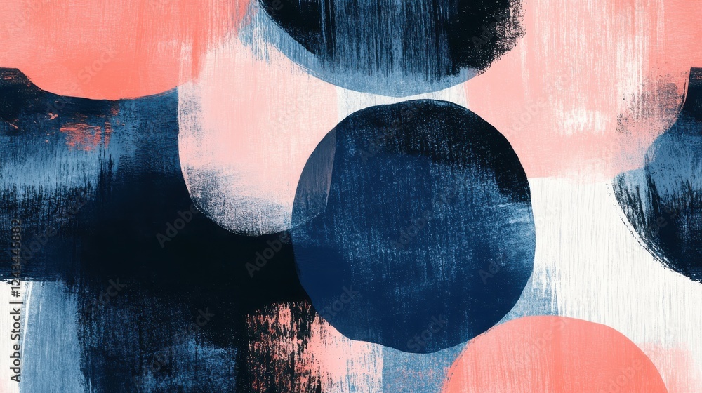 Aufkleber textured abstract patterns showcasing navy blue and soft pink elements for modern art enthusiasts