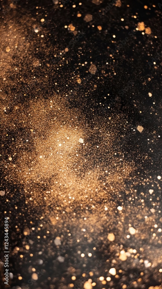 Leinwandbilder Subtle blend of copper and soft beige sparkles creates an enchanting display against a dark background