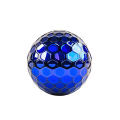 Abstract Blue Hexagon Sphere 3D Render of Geometric Glossy Ball