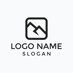 Mountain logo in line art design style