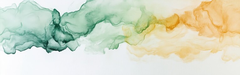 Soft pencil strokes create a serene landscape with muted green and warm tones blending together harmoniously