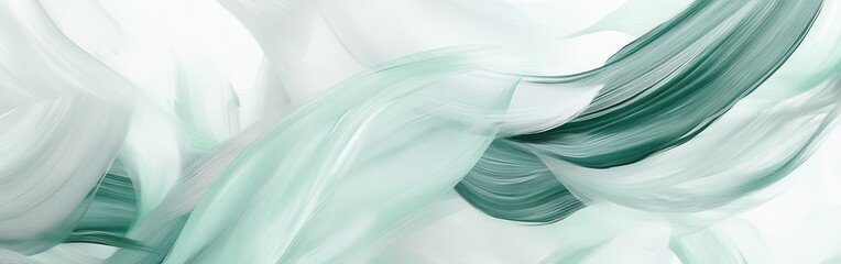 Fototapeta premium Soft pastel mint and gray brushstrokes create a soothing abstract composition ideal for modern decor