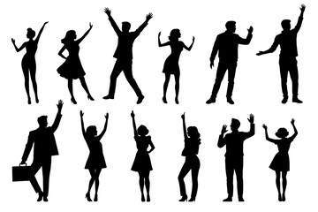 shadow shilloute People are showing happy gestures