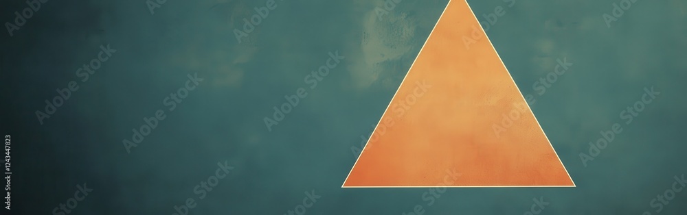 Aufkleber negative space composition featuring an orange triangle against a textured teal background