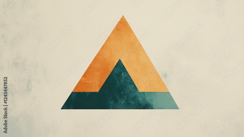 Poster creative use of negative space in triangular shapes with orange and teal colors on a beige backgroun