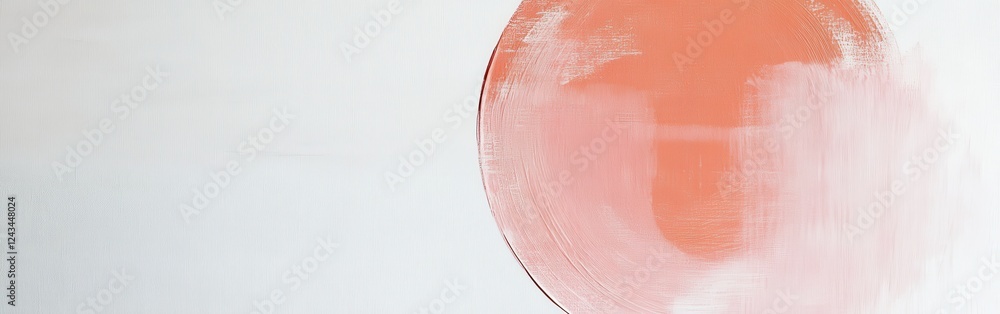 Poster minimalist white canvas with soft coral circle depicted in a tranquil artistic composition
