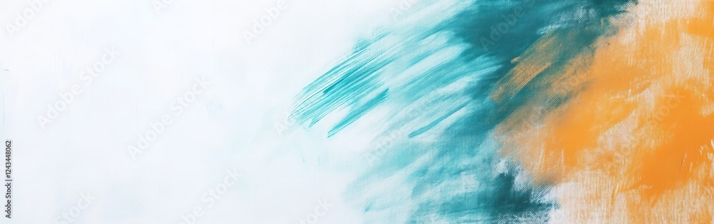 Poster White canvas with subtle pencil strokes and abstract color patches in teal and orange, creating a minimalist visual effect