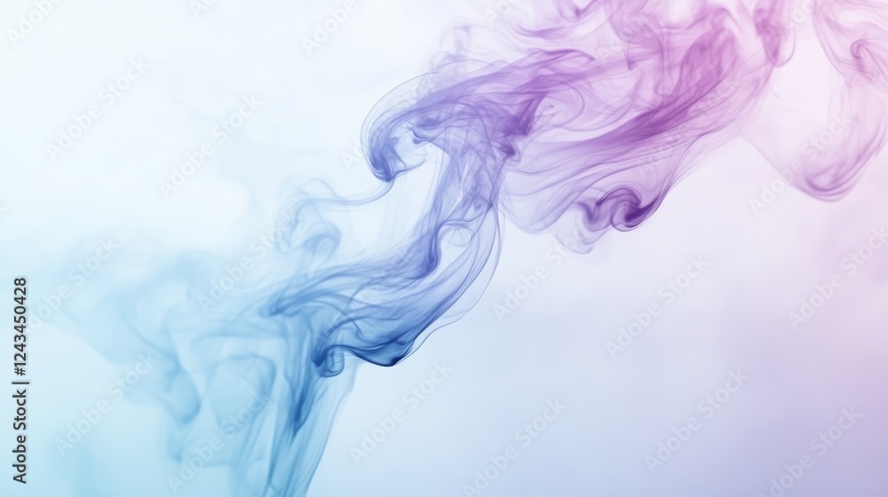 Poster Soft pastel blue and lavender haze with elegant swirls creating a calming atmosphere at twilight