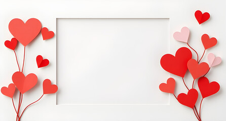 Valentine's Day frame - Greeting Card paper craft syle with copy space. .