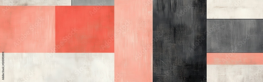 Aufkleber Elegant arrangement of coral and gray dashed lines creating a modern abstract design in a contemporary setting