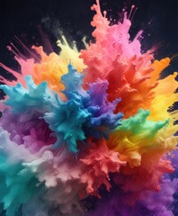 Obraz premium Watercolor-inspired acrylic colors blending into each other, watery hues, acrylic colors dissolving in water, blended colors
