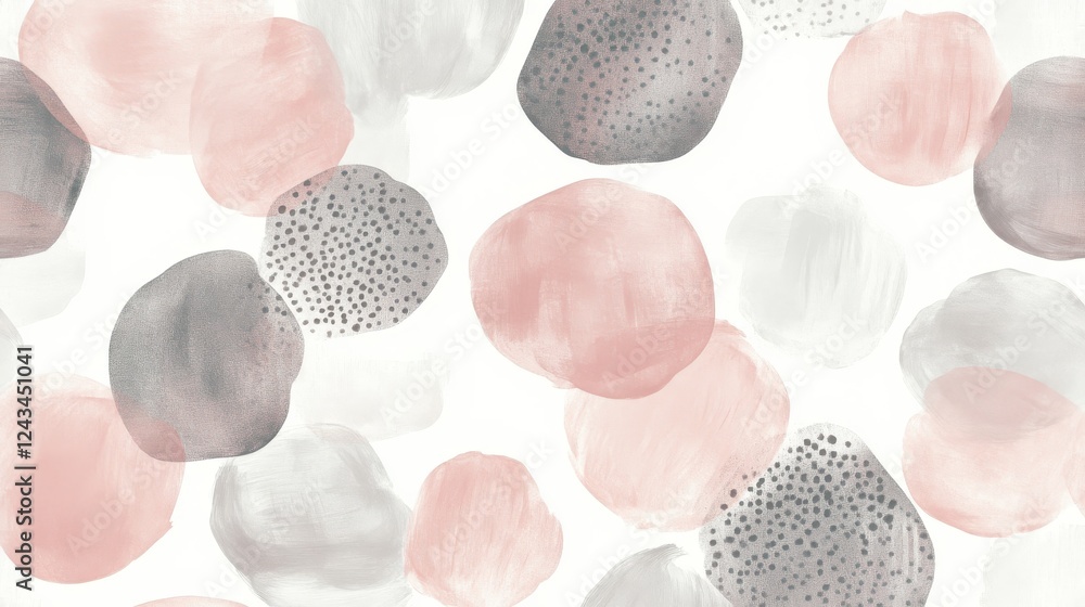 Aufkleber delicate design featuring soft muted pink and gray spots with intricate pencil strokes on a light ba