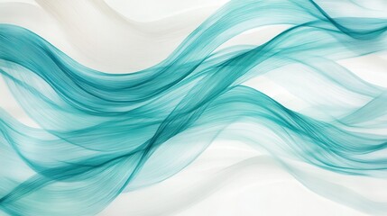 Obraz premium Delicate teal ribbons of pencil strokes creating an abstract flow on a soft background