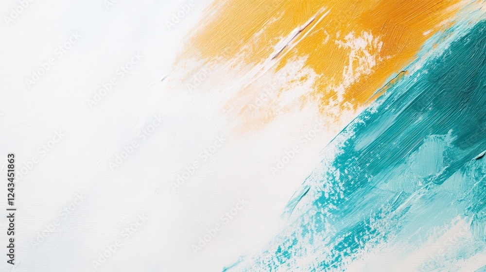 Poster Clean white canvas featuring soft pencil strokes with hints of yellow and teal colors in an abstract design