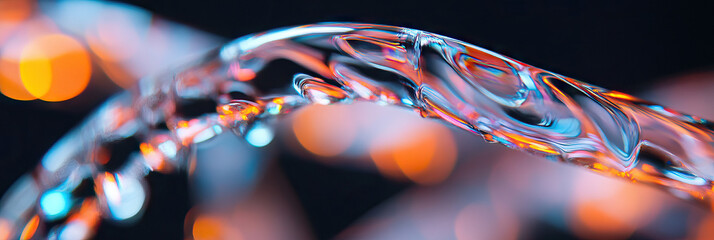 Close-up of Refracting Liquid with Bokeh Background