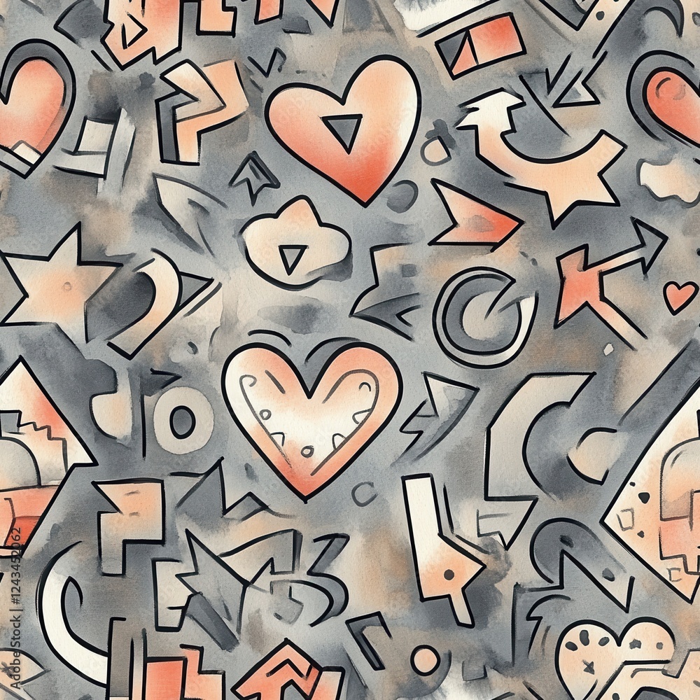 Poster intricate doodle cartoon drawings filled with abstract shapes and whimsical designs in a playful pat
