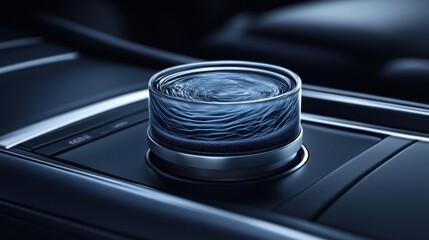 Futuristic car console button with water graphic