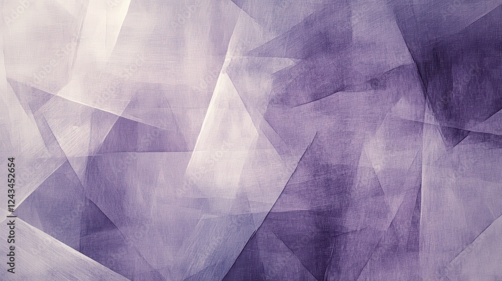 Poster abstract pencil strokes create a textured grid of fragments in soft purple hues