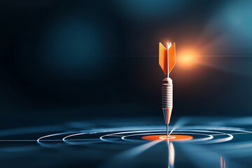 A close-up image of a dart hitting the bullseye, symbolizing precision and success in business goals. The glowing effect enhances the concept of achieving targets effectively.