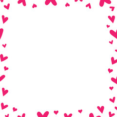 Cute pink heart frame white background , vector illustration eps. Pink empty Valentines frame.