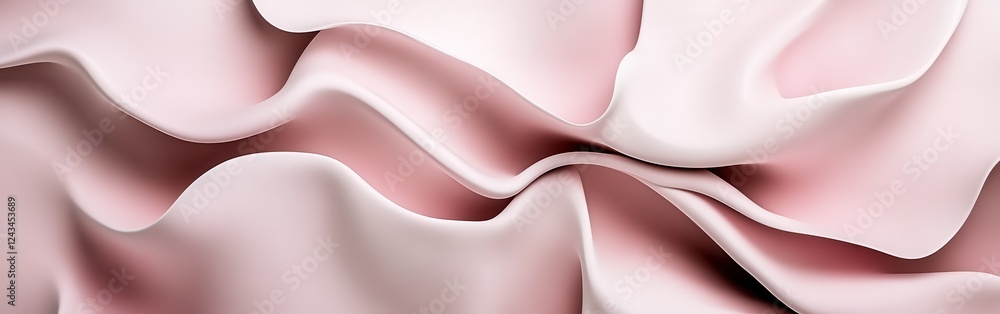 Poster Soft folds create a mesmerizing abstract pattern in monochromatic pink tones, showcasing delicate textures and smooth curves