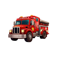 Red Firetruck Illustration - Emergency Vehicle Cartoon Style