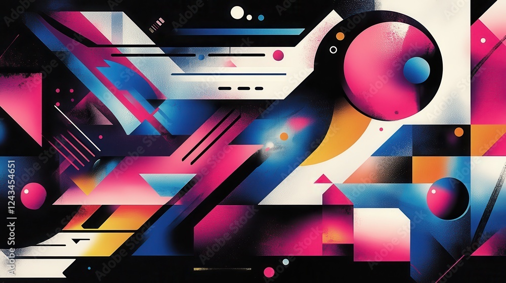 Aufkleber Vibrant abstract design filled with magenta shapes and dynamic lines creating a striking visual experience